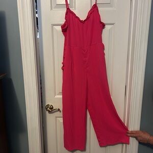 Divided Vibrant Pink Ruffled Jumpsuit